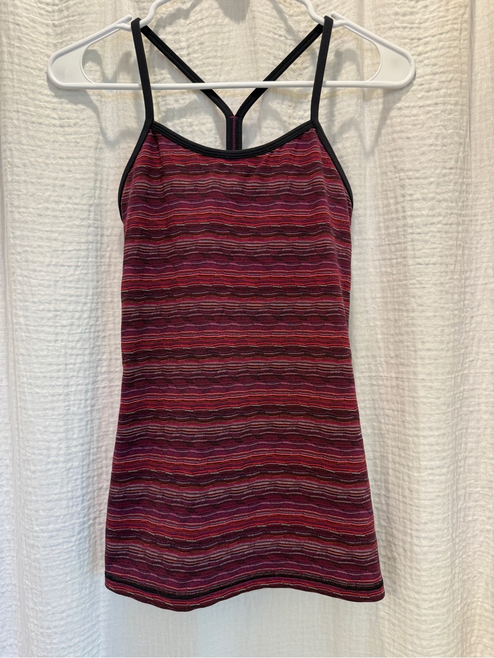 Lululemon Power Y Tank Top Space Dye Pink Purple Striped - Size 4